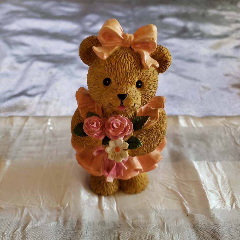 Teddy With Flowers Figurine